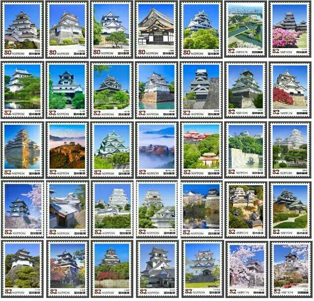 End] Japan Credit Stamp - Japanese Castle - 6 sets of 35 full - Kumamoto City Yangan City Jiangkou City