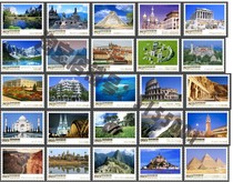 Japan Credit Sales Stamps-World Heritage Stamps-25 All-Pyramid Guilin Grand Canyon Cologne Church