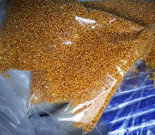 Перекрестные шарики просо, серебро, золотой рисовый бусин золотисто -желтый, около 2 мм, 1 упаковка 450 грамм