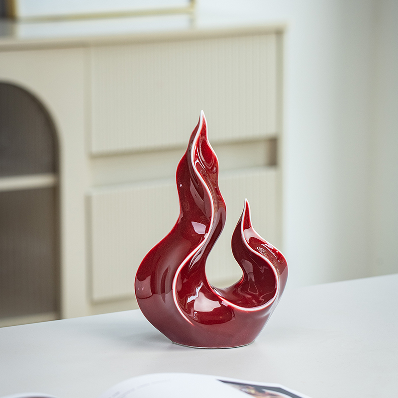 Red Fire Attribute Flame Ceramic Ornament for Attracting Wealth, Office Entrance, Home Decoration, Housewarming Gift Red Fire Attribute Flame Ceramic Ornament for Attracting Wealth, Office Entrance, Home Decoration, Housewarming Gift