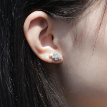 Wanlun Jewelry 18K Platinum Diamond Earrings Personality Irregular Square Earrings 60-point Group Inlaid Appurchman Recommended