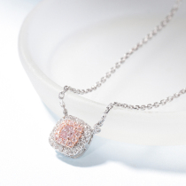 Wanlun jewelry new white 18K gold diamond pendant colored diamond natural pad pink diamond necklace womens custom