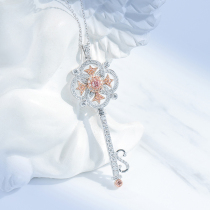 Wanlun jewelry 18k platinum diamond pendant natural colored diamond pink diamond FP key sweater necklace female spot recommended