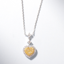 Wanlun jewelry New 18k platinum yellow diamond pendant choker Natural Color Diamond heart shaped yellow diamond necklace women