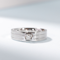 Wanlun Jewelry 18K Platinum Diamond Mens Ring Classic Simple Atmosphere Round Diamond Ring Wedding Diamond Ring Men