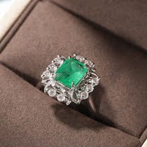 Vallon jewelry new 18k Platinum 1 4 karat emerald ring natural Zambia diamond ring for women