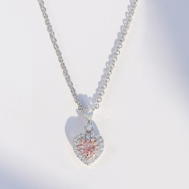 Wanlun jewelry natural colored diamond white 18K gold diamond pendant heart shaped pink diamond necklace choker female spot recommended