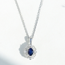 Wanlun jewelry New 18K white gold sapphire pendant natural sapphire color gemstone necklace female custom