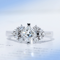 Wanlun Jewelry 18K Platinum Diamond Ring 50 Special-shaped Princess Diamond Ring Proposal Wedding Ring Customization