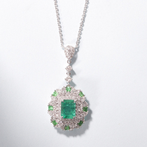 Vallon jewelry White 18k Gold 1 karat emerald pendant female natural Zambia gems GUILD International certificate
