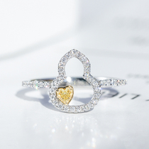 Wanlun jewelry new product gourd series 18k golden diamond ring Natural Color Diamond heart shaped diamond ring female spot