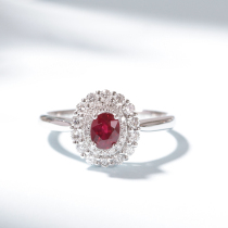 Vallon jewelry Ruby 0 55 karat natural pigeon blood Oval multicolored White 18k gold diamante women