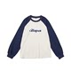 octopusme autumn and winter American loose raglan sleeves contrasting color T-shirt round neck couple casual sweatshirt ແຂນຍາວ