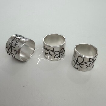 South korea's dongdaemun imported s925 sterling silver niche design node fashion wide flower ring finger ring joint ring
