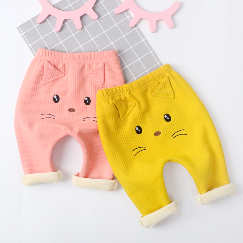 Baby velvet thickened large PP pants Girls inside pants thin casual spring and autumn boys warm pants Baby autumn and winter clothes