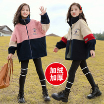Girls autumn and winter clothing jacket 2021 Yangqis new CUHK Girl Girl Plus Suede Thickened Necroe Lamb Suede Winter