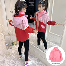 Girl Autumn Winter Dress Plus Suede Coat 2021 New Fall Children Submachine Clothes Three-in-one Detachable Spring Autumn