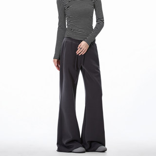 Burgenland Flared Pants for Women, Loose Wide-Leg Trousers, High-Waisted Sweatpants, Black Casual Straight-Leg Floor-Length Pants