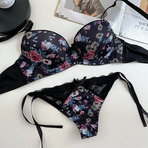 Японское милое сексуальное поддерживающее нижнее белье, комплект, цветочный принт