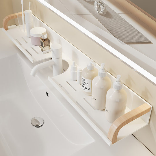 Washbasin Faucet Storage Rack Bathroom Mirror Wall-Mounted Shelf Bathroom Punch-Free Washbasin Storage Rack