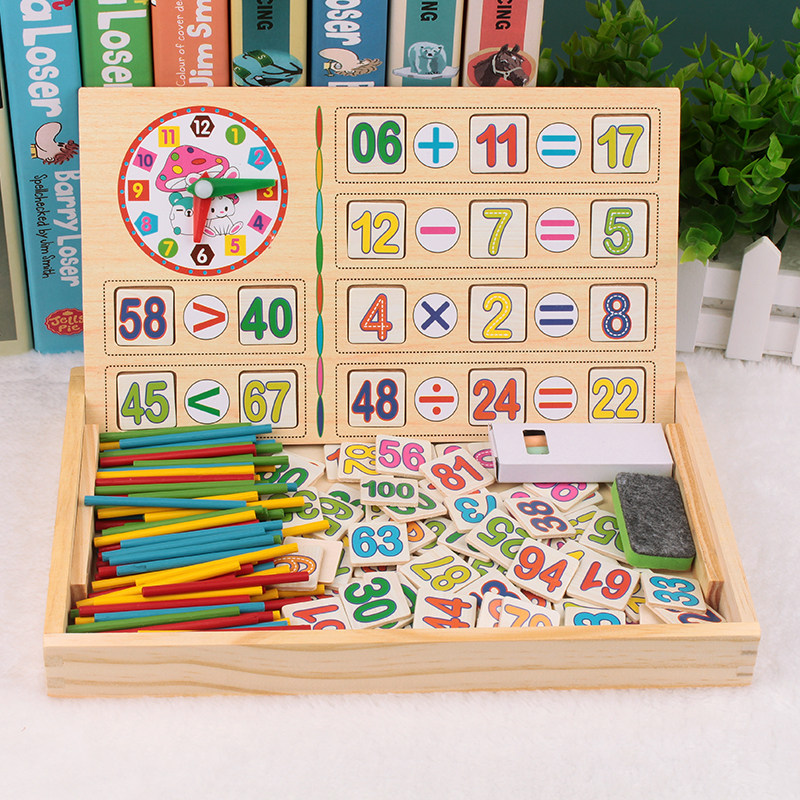 Children Arithmetic Learning Box Math Teaching Aids Kindergarten Mon early teaching Puzzle Woody number of sticks plus subtraction Toy-Taobao