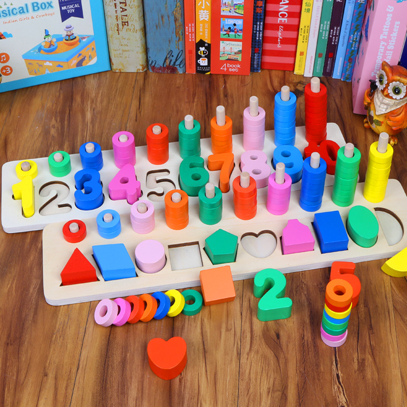 Montessori Early Education Toys Color Classification Shapes Cognition Pairing Building Blocks Baby Puzzle digital logarithmic boards