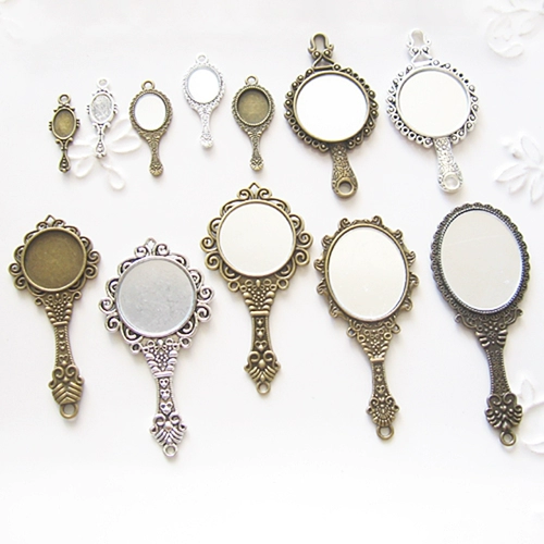 Ретро бронзовый аксессуар с аксессуарами ручной работы, серебряная подвеска, ручка, зеркало, «сделай сам»