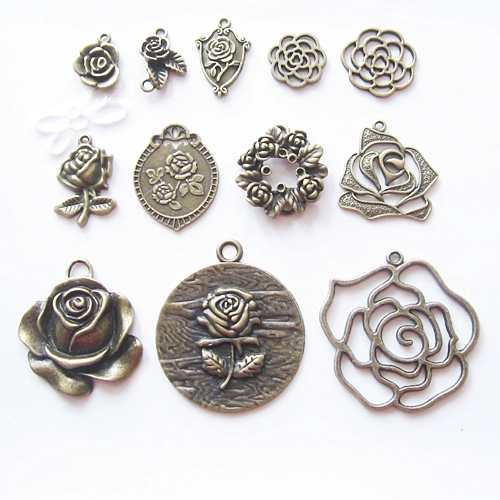 Ретро аксессуар ручной работы, бронзовые аксессуары, медная подвеска, в цветочек