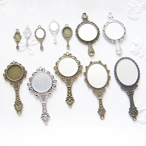 Ретро бронзовый аксессуар с аксессуарами ручной работы, серебряная подвеска, ручка, зеркало, «сделай сам»