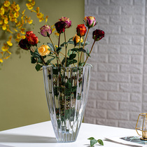 Imported Crystal extra large vase simple glass transparent floor ornaments living room table water bamboo rich bamboo vase