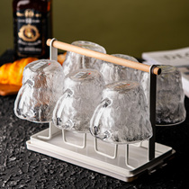 Light luxury wind hammer glass glass water cup with handle home living room tea cup family drinking water Cup Cup holder tray