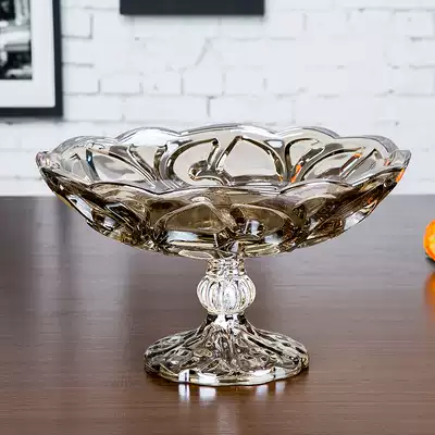 Extra large fruit plate simple crystal glass fruit plate European style modern creative living room household dried fruit candy plate