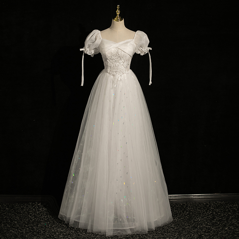 Evening Dress, Banquet, French Light Luxury, Niche Style, High-End, Sophisticated, Princess Style, Art Exam Host, White Long Dress