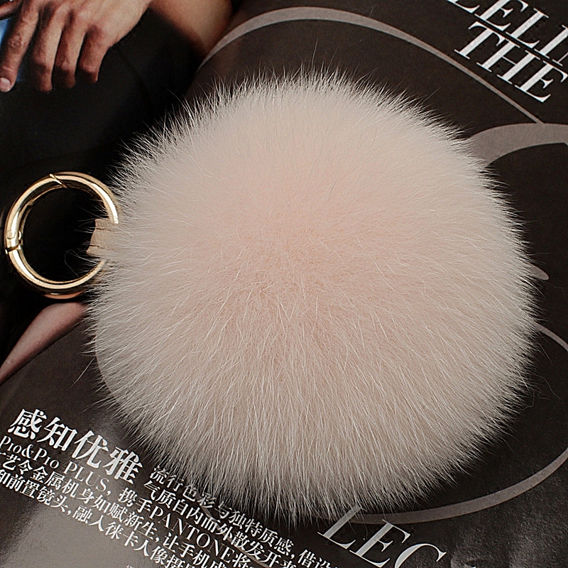 Extra Large Fox Fur Ball Pendant Fur Bag Charm Car Keychain Backpack Plush Toy for Women 15cm Gift