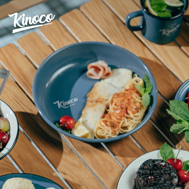 Kinoco Outdoor Camping Enamel Plate Retro Dinner Plate Enamel Plate Decorative Display Plate Home Picnic Tableware Set