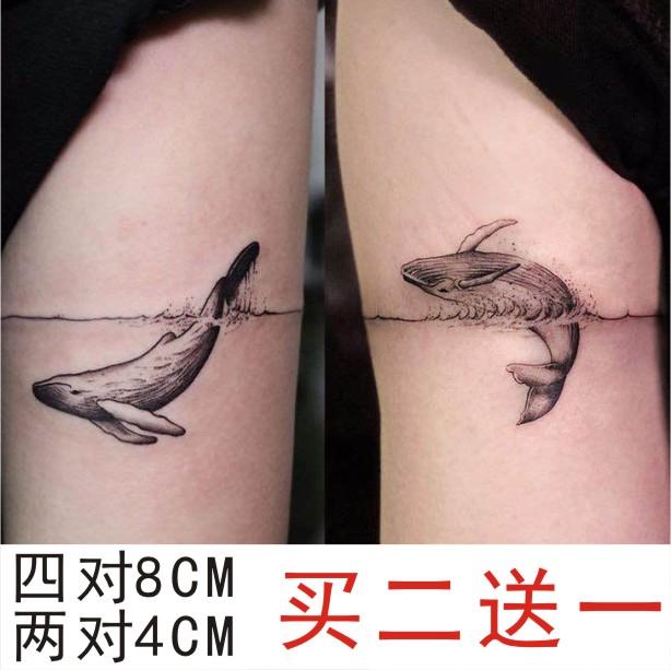 INS Dark Black Wind Whale Tattoo Patch Whale Drop Arm Wrist Patch Tattooed Green Realistic Waterproof Durable Flower Arm