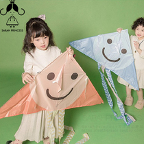 ins Korean childrens kite foldable storage parent-child outdoor outing camping smiling cartoon breeze easy to fly