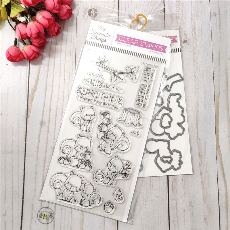 The small squirrel Squirrel import transparent seal and cut die of my favorite things harvest