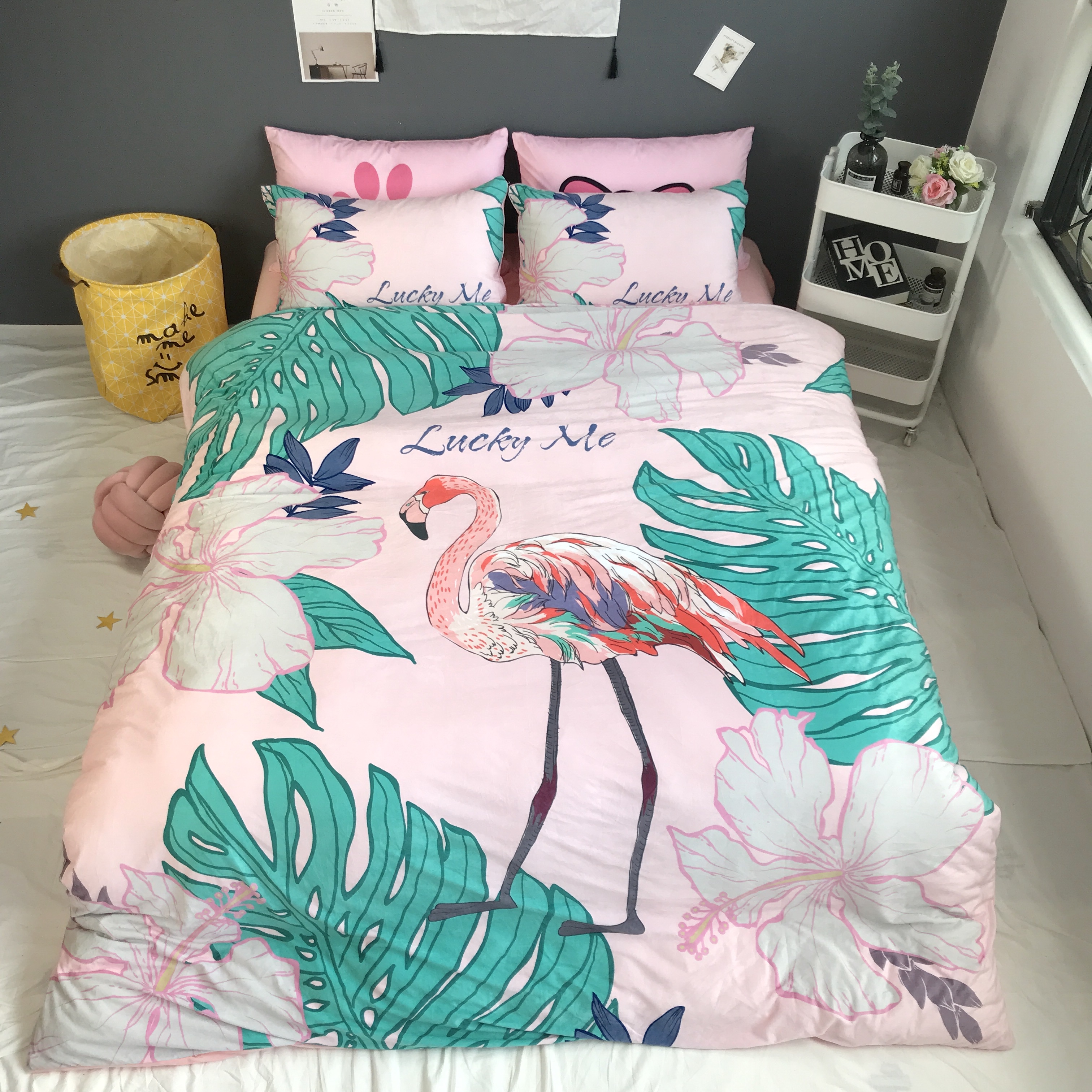 Fall Winter Heating Crystal Velvet Super Flame Bird Bed Set Four Pieces of Baby Velvet Children