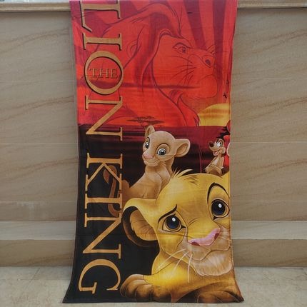 Foreign Trade Surplus Pure Cotton Cartoon Children's Bath Towel, All-Cotton Children's Beach Towel, Pure Cotton Cut Velvet, the Lion King
