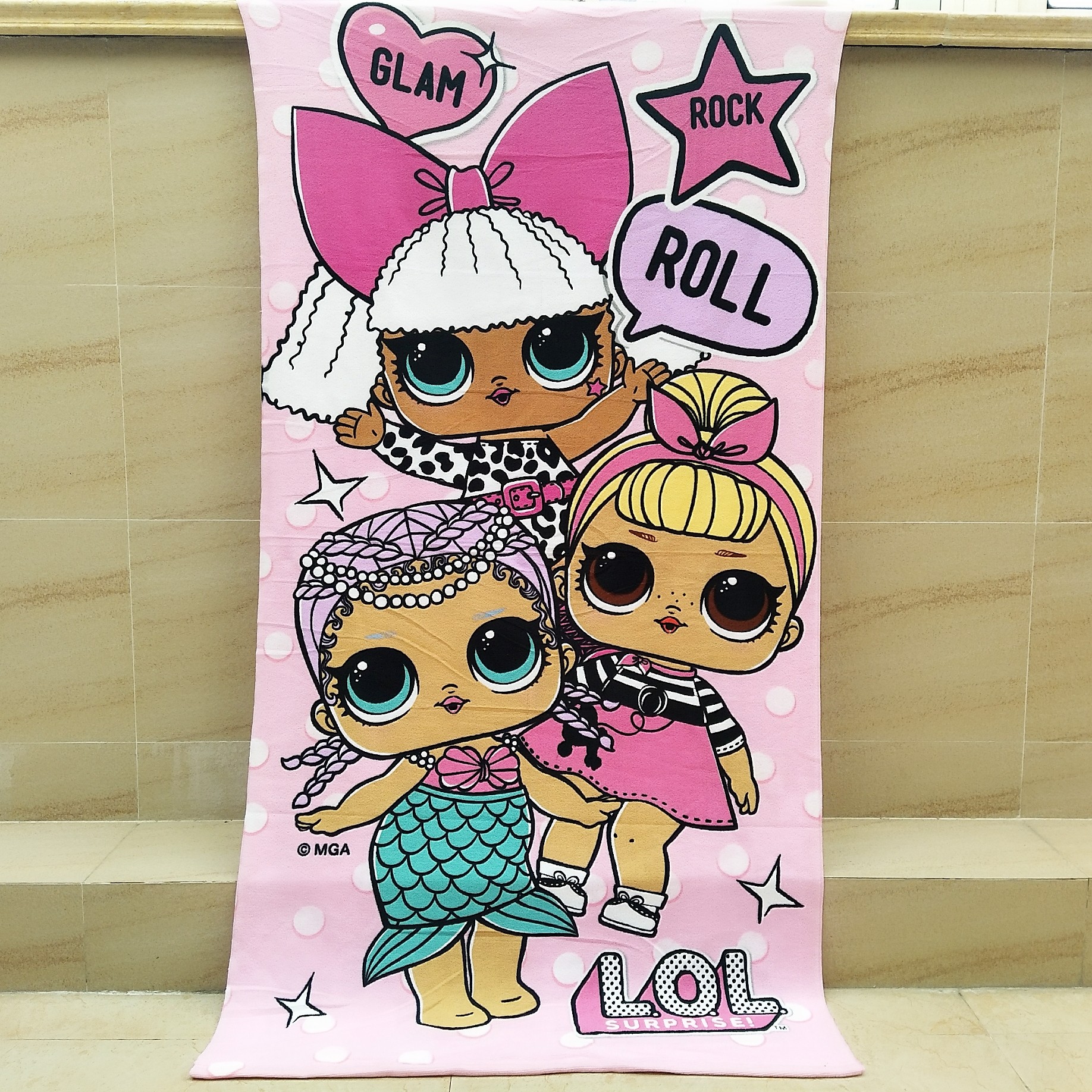 Children's absorbent towel large cute baby LOL quick-drying swimming towel printed girl cartoon bath towel Beach towel