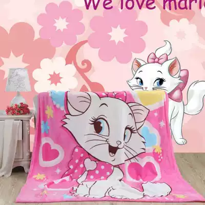 Printed cartoon student coral velvet blanket sheets summer cool blanket Mary cat 150*200