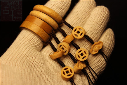 Bamboo Ring Handmade Bamboo Carved ring handlebar piece embroidered button Yuan Bao Xiang Cloud Olive Diamond Bodhi Golden Toad Accessories