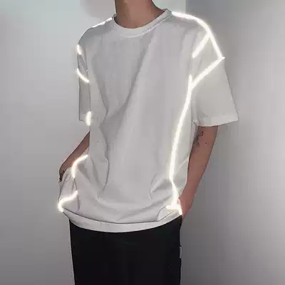 GAHKSTUDIO Korean designer spring and summer 3m flash design sense line short-sleeved 2 colors