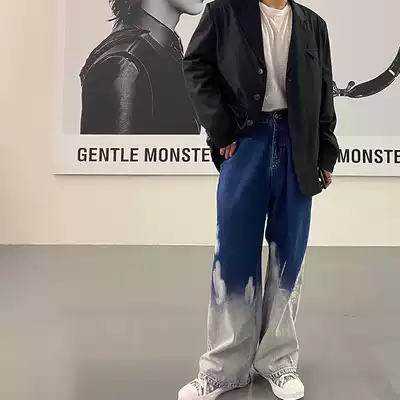 GAHKSTUDIO autumn Korean art oil painter cooperation designer jeans men and women