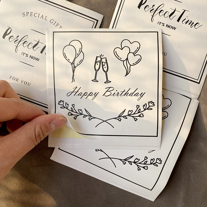 10*10cm square sticker Happy Birthday and Good Time