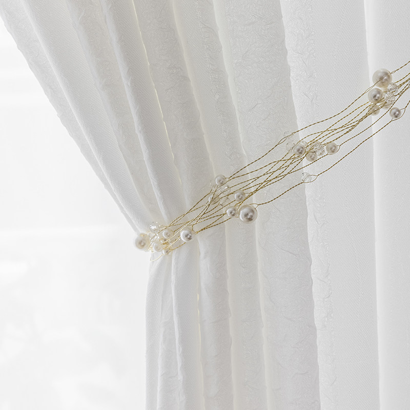 Day Style Embossing Creamy Texture Bubble Yarn Light Transmission Opaque person Privacy Strong bedroom floating window Living room White yarn Yarn Curtain
