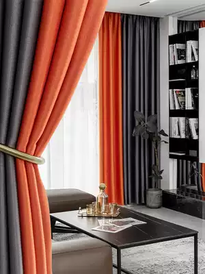 Light luxury silk high-end curtain shading stitching custom Atmospheric high-end living room simple modern bedroom Nordic solid color