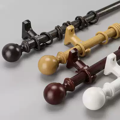 Textured wood grain Roman pole thickened custom mute modern minimalist perforated European curtain finished single pole double pole