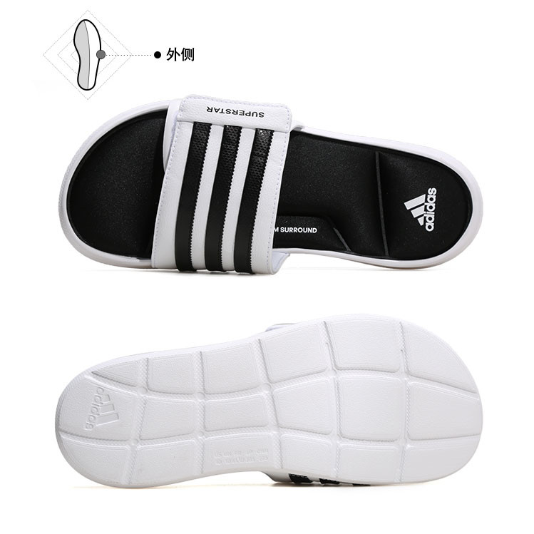 Adidas siêu sao 5G thể thao dép màu đen và trắng bộ nhớ bông Velcro AC8702 mlb dép